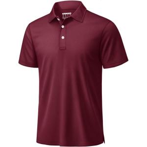 image:imageTACVASEN Mens Golf Shirt Dry Fit Mens Polo Shirts Short Sleeve Performance Golf Polos for Men with Collar Work Shirts10wine Red