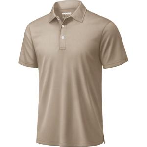 image:imageTACVASEN Mens Golf Shirt Dry Fit Mens Polo Shirts Short Sleeve Performance Golf Polos for Men with Collar Work Shirts19khaki