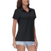 image:imageTACVASEN Womens VNeck Polo Shirts UPF 50 Short Sleeve Sun Protection Quick Dry Golf Polos Collared Shirt01black