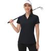 image:imageTACVASEN Womens VNeck Polo Shirts UPF 50 Short Sleeve Sun Protection Quick Dry Golf Polos Collared Shirt01black