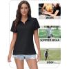 image:imageTACVASEN Womens VNeck Polo Shirts UPF 50 Short Sleeve Sun Protection Quick Dry Golf Polos Collared Shirt01black