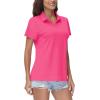 image:imageTACVASEN Womens VNeck Polo Shirts UPF 50 Short Sleeve Sun Protection Quick Dry Golf Polos Collared Shirt04rose Red