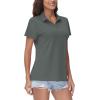 image:imageTACVASEN Womens VNeck Polo Shirts UPF 50 Short Sleeve Sun Protection Quick Dry Golf Polos Collared Shirt06dark Grey