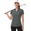 image:imageTACVASEN Womens VNeck Polo Shirts UPF 50 Short Sleeve Sun Protection Quick Dry Golf Polos Collared Shirt06dark Grey