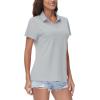 image:imageTACVASEN Womens VNeck Polo Shirts UPF 50 Short Sleeve Sun Protection Quick Dry Golf Polos Collared Shirt07light Grey