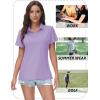 image:imageTACVASEN Womens VNeck Polo Shirts UPF 50 Short Sleeve Sun Protection Quick Dry Golf Polos Collared Shirt08light Purple