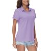 image:imageTACVASEN Womens VNeck Polo Shirts UPF 50 Short Sleeve Sun Protection Quick Dry Golf Polos Collared Shirt08light Purple