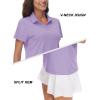image:imageTACVASEN Womens VNeck Polo Shirts UPF 50 Short Sleeve Sun Protection Quick Dry Golf Polos Collared Shirt08light Purple