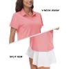 image:imageTACVASEN Womens VNeck Polo Shirts UPF 50 Short Sleeve Sun Protection Quick Dry Golf Polos Collared Shirt12pink