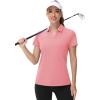 image:imageTACVASEN Womens VNeck Polo Shirts UPF 50 Short Sleeve Sun Protection Quick Dry Golf Polos Collared Shirt12pink