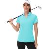 image:imageTACVASEN Womens VNeck Polo Shirts UPF 50 Short Sleeve Sun Protection Quick Dry Golf Polos Collared Shirt15light Lake Blue