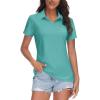 image:imageTACVASEN Womens VNeck Polo Shirts UPF 50 Short Sleeve Sun Protection Quick Dry Golf Polos Collared Shirt10grey Green