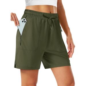 image:imageTACVASEN Womens 5 Hiking Shorts Quick Dry Lightweight UPF 50 Athletic Shorts with Pockets Summer Golf Casul WorkoutArmy Green