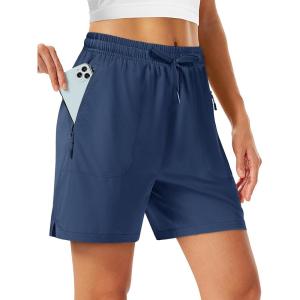image:imageTACVASEN Womens 5 Hiking Shorts Quick Dry Lightweight UPF 50 Athletic Shorts with Pockets Summer Golf Casul WorkoutCharcoal Blue