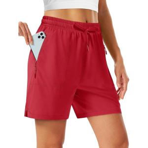 image:imageTACVASEN Womens 5 Hiking Shorts Quick Dry Lightweight UPF 50 Athletic Shorts with Pockets Summer Golf Casul WorkoutRed