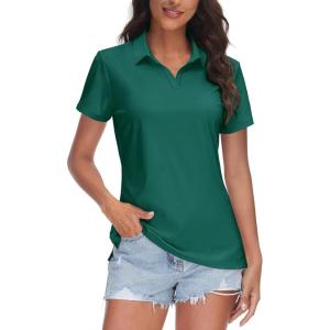 image:imageTACVASEN Womens VNeck Polo Shirts UPF 50 Short Sleeve Sun Protection Quick Dry Golf Polos Collared Shirt05e Green