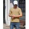 image:imageTACVASEN Mens Polo Shirts 2 Button Textured Knit Casual Short Sleeve Summer Vacation Shirts Lightweight Golf Polo T01 Light Khaki