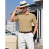 image:imageTACVASEN Mens Polo Shirts 2 Button Textured Knit Casual Short Sleeve Summer Vacation Shirts Lightweight Golf Polo T01 Light Khaki