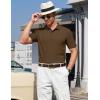 image:imageTACVASEN Mens Polo Shirts 2 Button Textured Knit Casual Short Sleeve Summer Vacation Shirts Lightweight Golf Polo TDark Coffee