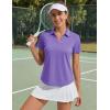 image:imageTACVASEN Womens Polo Shirts Short Sleeve Golf Tops UPF 50 Collared V Neck Tennis ShirtLt Purple