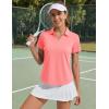image:imageTACVASEN Womens Polo Shirts Short Sleeve Golf Tops UPF 50 Collared V Neck Tennis ShirtPink