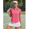 image:imageTACVASEN Womens Polo Shirts Short Sleeve Golf Tops UPF 50 Collared V Neck Tennis ShirtRose Red