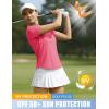 image:imageTACVASEN Womens Polo Shirts Short Sleeve Golf Tops UPF 50 Collared V Neck Tennis ShirtRose Red