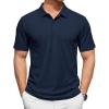 image:imageTACVASEN Mens Polo Shirts 2 Button Textured Knit Casual Short Sleeve Summer Vacation Shirts Lightweight Golf Polo T01 Navy