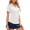 image:imageTACVASEN Womens Polo Shirts Short Sleeve Golf Tops UPF 50 Collared V Neck Tennis ShirtWhite