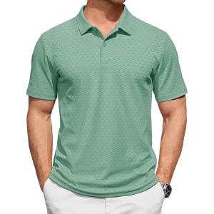 image:imageTACVASEN Mens Polo Shirts 2 Button Textured Knit Casual Short Sleeve Summer Vacation Shirts Lightweight Golf Polo TSage Green