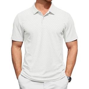 image:imageTACVASEN Mens Polo Shirts 2 Button Textured Knit Casual Short Sleeve Summer Vacation Shirts Lightweight Golf Polo TWhite