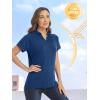 image:imageTACVASEN Golf Tops for Women UPF 50 Collarless Sun Shirts Tennis Running T Shirts Lightweight V Neck Polo Shirts Stretch Dark Blue