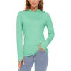 image:imageTACVASEN Hiking Shirts Women Quick Dry Long Sleeve Shirts Sun Protection Hoodies Shirts Running Shirts Fishing Shirts Athletic Shirts Mint Green