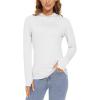image:imageTACVASEN Hiking Shirts Women Quick Dry Long Sleeve Shirts Sun Protection Hoodies Shirts Running Shirts Fishing Shirts Athletic Shirts White