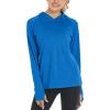 image:imageTACVASEN Long Sleeve Hooded Shirts Women Sun Shirts UV Protection Lightweight Breathable Workout Hiking Shirts Stretch Sea Blue