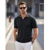 image:imageTACVASEN Mens Polo Shirts V Neck Short Sleeve Knitted Golf T Shirts Collared Summer Vacation Tops Johnny Collar PoloBlack