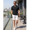 image:imageTACVASEN Mens Polo Shirts V Neck Short Sleeve Knitted Golf T Shirts Collared Summer Vacation Tops Johnny Collar PoloBlack