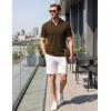 image:imageTACVASEN Mens Polo Shirts V Neck Short Sleeve Knitted Golf T Shirts Collared Summer Vacation Tops Johnny Collar PoloD Coffee