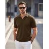 image:imageTACVASEN Mens Polo Shirts V Neck Short Sleeve Knitted Golf T Shirts Collared Summer Vacation Tops Johnny Collar PoloD Coffee
