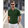 image:imageTACVASEN Mens Polo Shirts V Neck Short Sleeve Knitted Golf T Shirts Collared Summer Vacation Tops Johnny Collar PoloF Green