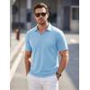 image:imageTACVASEN Mens Polo Shirts V Neck Short Sleeve Knitted Golf T Shirts Collared Summer Vacation Tops Johnny Collar PoloIceblue