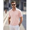 image:imageTACVASEN Mens Polo Shirts V Neck Short Sleeve Knitted Golf T Shirts Collared Summer Vacation Tops Johnny Collar PoloLightpink