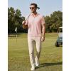image:imageTACVASEN Mens Polo Shirts V Neck Short Sleeve Knitted Golf T Shirts Collared Summer Vacation Tops Johnny Collar PoloLightpink