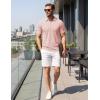 image:imageTACVASEN Mens Polo Shirts V Neck Short Sleeve Knitted Golf T Shirts Collared Summer Vacation Tops Johnny Collar PoloLightpink