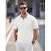image:imageTACVASEN Mens Polo Shirts V Neck Short Sleeve Knitted Golf T Shirts Collared Summer Vacation Tops Johnny Collar PoloWhite