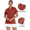 image:imageTACVASEN SPF Polo Shirts for Women Short Sleeve UPF 50 Golf Collarless Sun Shirts Tennis Running Yoga Shirts Lightweight Dark Orange