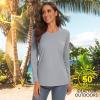image:imageTACVASEN UV Shirts for Women Sun Protection Shirts SPF 50 Shirts Long Sleeve Shirts Fishing Shirts Crew Neck Shirts Hiking Shirts UPF 50 Shirts Active Shirts Light Grey