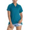 image:imageTACVASEN V Neck Polo Shirts Women Short Sleeve Sun Protection Gym Yoga Top Shirts Lightweight Collarless Tennis T Shirts