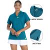 image:imageTACVASEN V Neck Polo Shirts Women Short Sleeve Sun Protection Gym Yoga Top Shirts Lightweight Collarless Tennis T Shirts