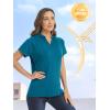 image:imageTACVASEN V Neck Polo Shirts Women Short Sleeve Sun Protection Gym Yoga Top Shirts Lightweight Collarless Tennis T Shirts